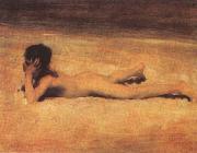 John Singer Sargent Ragazzo nudo sulla spiaggia oil
